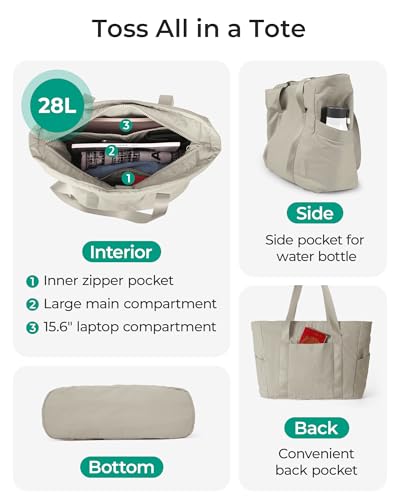 BAGSMART Gym Tote Bag for Women - Grayish Brown Small 24L Travel & Yoga Mat Organizer