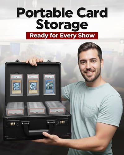 3-Row Graded Card Storage Box with Combination Lock - PSA Display, High Capacity