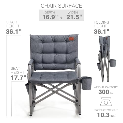 Ever Advanced Charcoal Gray Lightweight Folding Rocking Camping Chair with Padded Seat