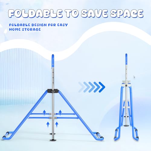 Blue Safly Fun Foldable Kids Gymnastics Bar, Adjustable 35-51 Inches, Sturdy & Portable Indoor Outdoor Equipment
