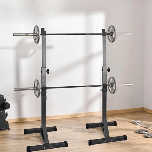 Unigift Adjustable Squat Rack - 550LBS Capacity, 40-66 Inch Steel Power Stand for Home Gym