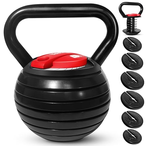 Yes4All Adjustable Kettlebell Set 40 lbs for Strength Training, Cast Iron, Easy Switch