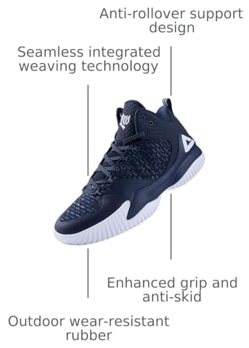 PEAK High Top Basketball Shoes Men Lou Williams Streetball Navy Blue 11