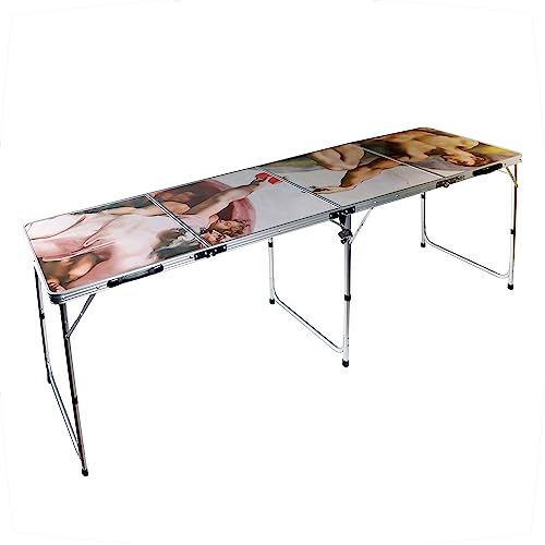 Silver Aluminum 8' Folding Beer Pong Table with Bottle Opener & Carrying Handles