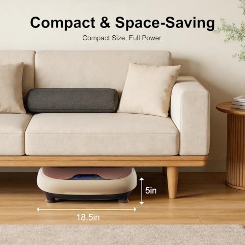 LEERCON Beige Vibration Plate Exercise Machine for Lymphatic Drainage, 330lbs Capacity