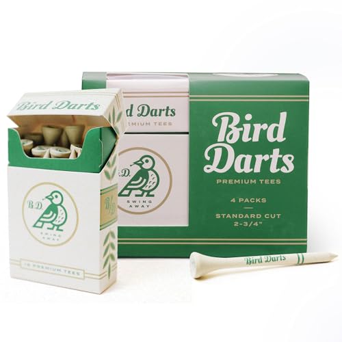 72 Golf Tees Pack of 4 - Bamboo Wooden Tees in Cigarette-Style Packaging for Golfers