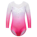 Girls Sequin Mesh Gymnastics Leotard with 3/4 Sleeve - Age 3-12Y