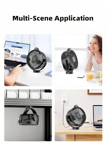 Rechargeable Golf Cart Fan with Digital Display & Magnetic Mount, 12000mAh Battery