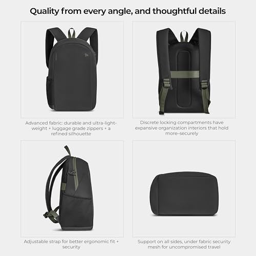 Travelon Anti-Theft Daypack with RFID Blocking & Locking Compartment - Black, 11x17x6.5 inches