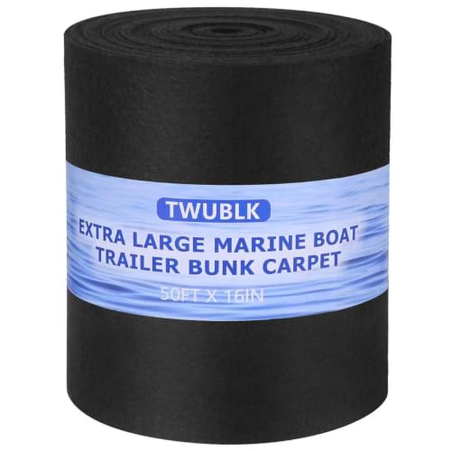 Black 16in x 50ft Boat Trailer Bunk Carpet - Marine Grade Padding