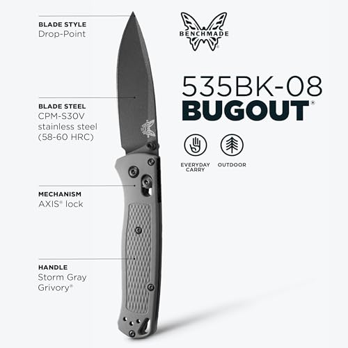 Benchmade Bugout EDC Knife Storm Gray Grivory S30V Blade 535BK-08