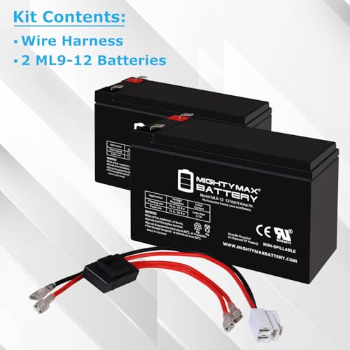 Mighty Max 12V 9Ah SLA Battery with Harness for Razor Ride-On Toy Replacement