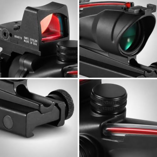 KECPVLI 4x32 Rifle Scope with Red Fiber Optic Sight and Glass-Etched Reticle
