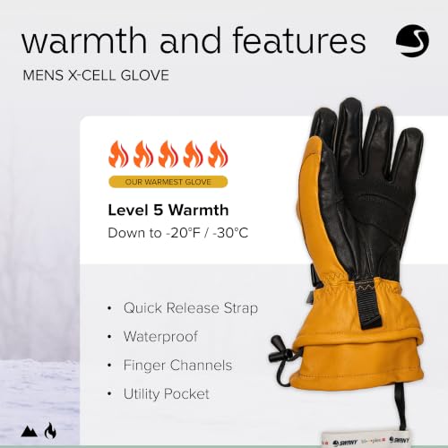 Men's Winter Leather Gloves Large Black - Moisture-Wicking & Warm