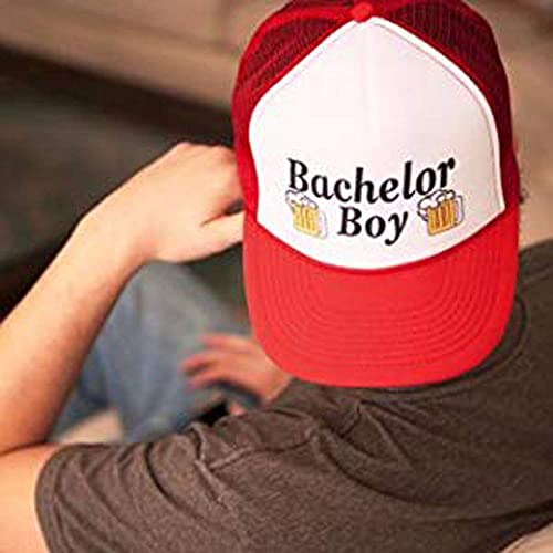 Men's Red Mesh Trucker Hat - Adjustable Baseball Cap for Bachelor Party