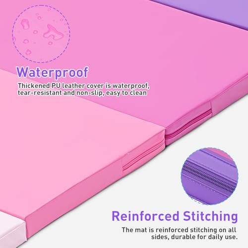 Oneofics Pink Gradient Kids Gymnastics Tumbling Mat 3x6FT 2-Inch Folding Exercise