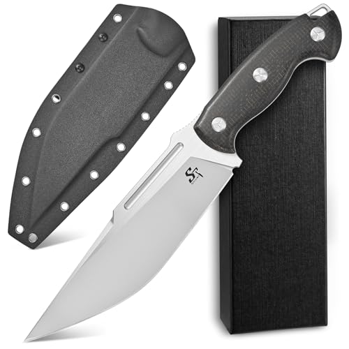 Sitivien Black VG10 Steel Fixed Blade Knife with Micarta Handle & Sheath for Camping Survival