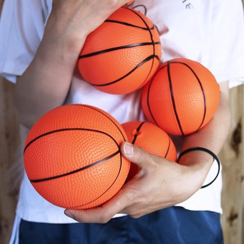 Orange Mini Basketball Balls Set - 5 Inch Bulk Pack with Pump