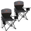 Alpha Camp 2-Pack Folding Camping Chairs with Cooler Bag & Lumbar Support - Black & Grey