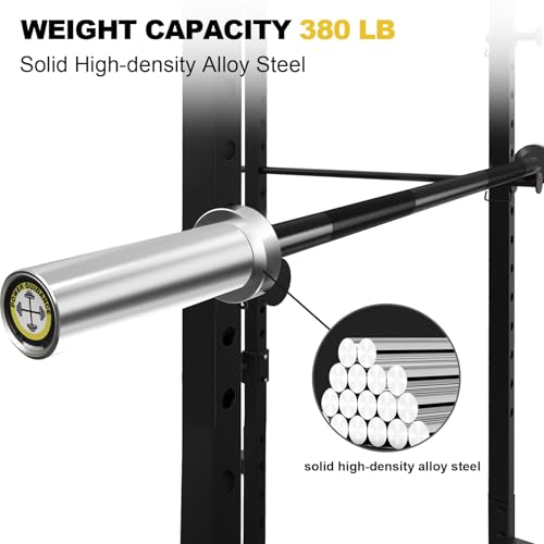 Silver Sleeve Black 47-Inch Olympic Barbell - Power Guidance 4ft/5ft/6ft Heavy Duty Weight Lifting Bar for Strength Training