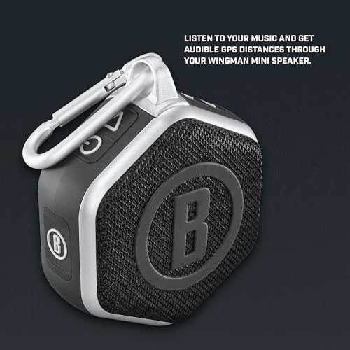 Bushnell Golf Wingman Mini GPS Speaker Black/Silver | Waterproof Bluetooth Distance