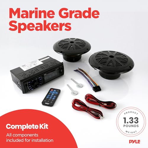 Marine Headunit Receiver with Waterproof Speakers Bluetooth AM FM MP3 SD USB
