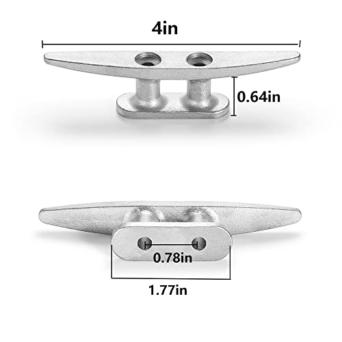 Stainless Steel Boat Cleat 4 Inch - 6 Pack Marine Docking Hardware
