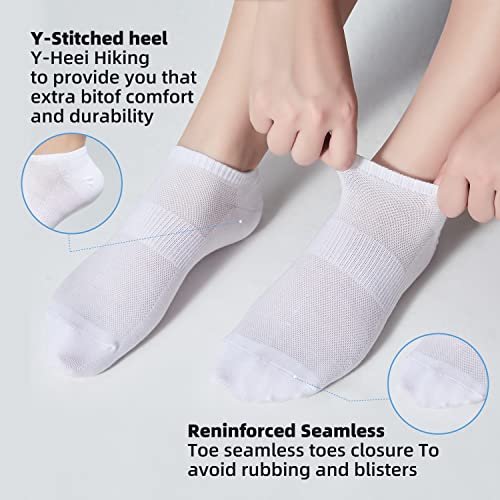 Ankle Socks for Women & Men 12 Pairs Thin Low Cut No Show Cotton Socks - White 5-7 / 8