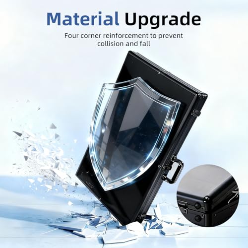 Dwwce Black 34x22 Inch Portable Card Display Case with Lockable Acrylic Sides