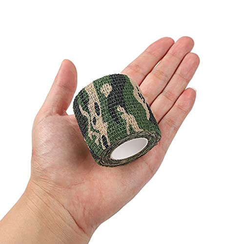 Dark Green Camouflage Self-Adherent Bandage Wrap 12 Rolls for Hunting & Shooting