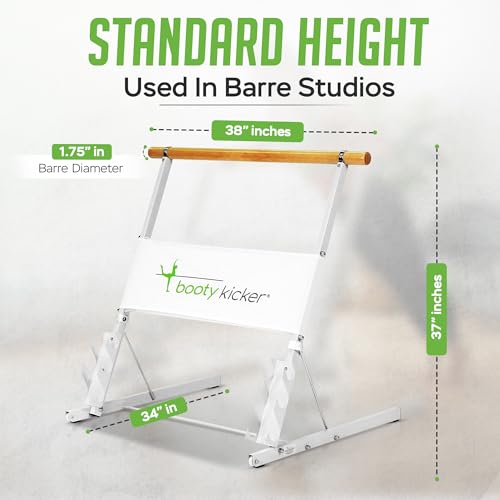 Booty Kicker Portable Folding Ballet Bar for Home Workout - White