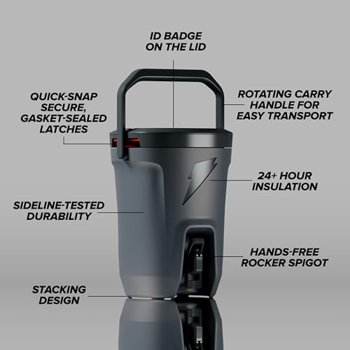 Gatorade 3 Gallon Hydration Cooler Grey | Insulated Sideline Water Dispenser