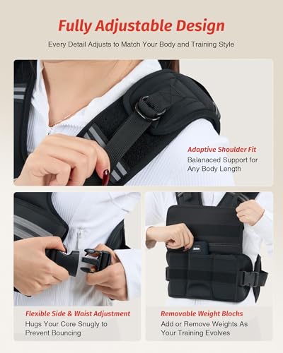 ZELUS Adjustable Weighted Vest 8-14 lb Black for Men & Women