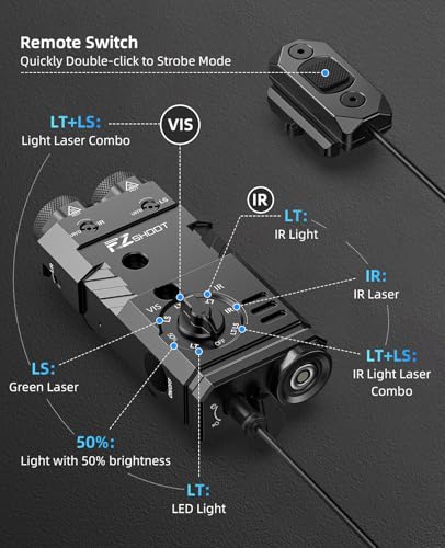 EZshoot 1600 Lumens 4-in-1 AR Flashlight Laser Combo - Black, Green & IR