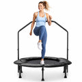 Foldable Mini Trampoline for Adults Kids - 40 Inch Rebounder with Adjustable Handle