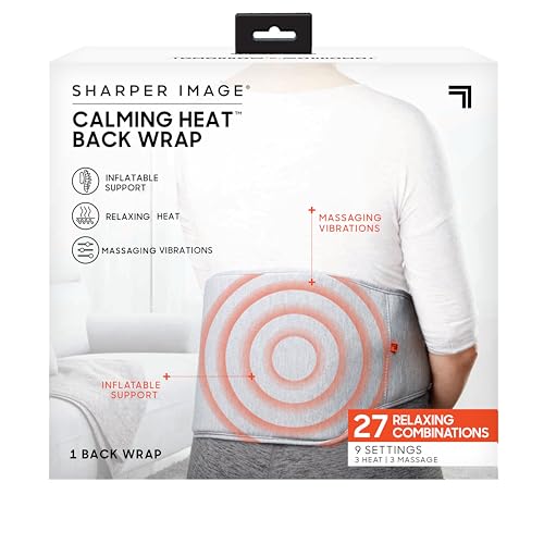 Calming Heat Back Wrap Without Power Pack - Cordless Heating Pad with 3 Heat & Vibration Modes - Adjustable Fit, Portable