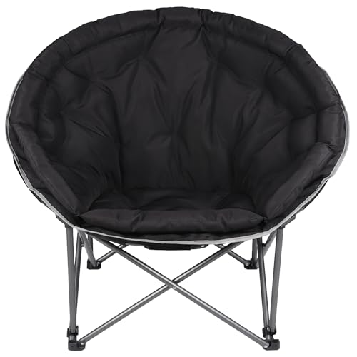 Oversized XXL Folding Camping Chair Black - Heavy Duty Outdoor Lawn Seat for Adults