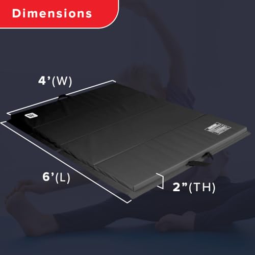 We Sell Mats 4x6 ft Black Folding Exercise Mat - Home Gym Yoga Pilates Workout