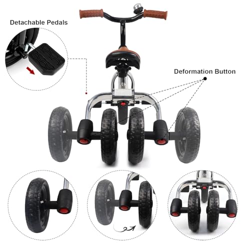 Toddler Tricycle 3-in-1 Folding Bike for 2-5 Years Glitter Silver