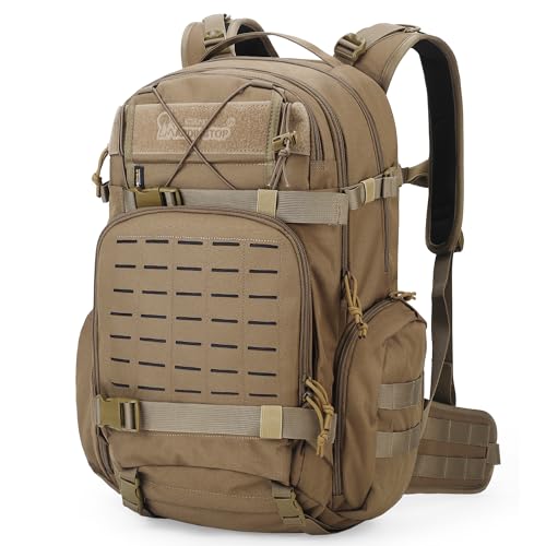 Mardingtop 35L Khaki Tactical Military Backpack with Cordura for Hiking & Camping