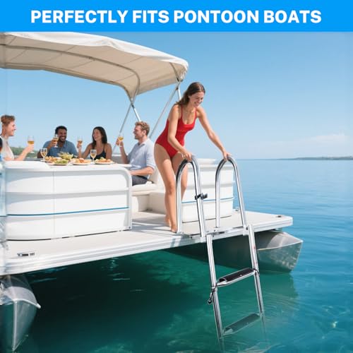 Marine-Grade Stainless Steel Telescoping Boat Ladder - 4 Step, 600LBS Capacity