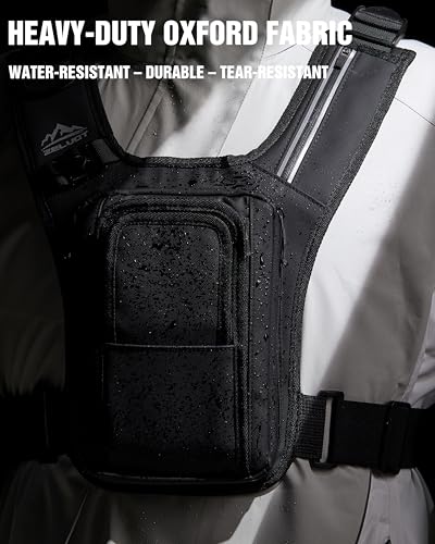 Zelvot Black Medium-Large Chest Pack for Hands-Free Filming & Hydration