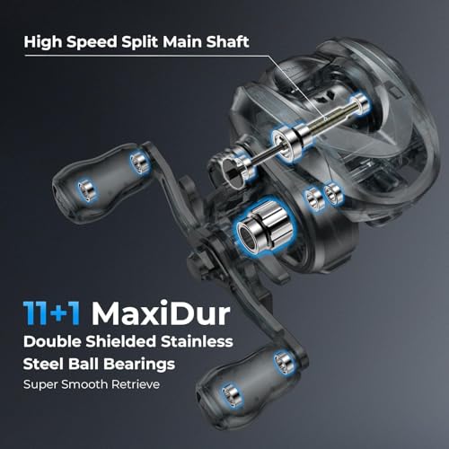 Finesse Baitcasting Fishing Reel - KastKing Kestrel Carbon, Gray, Right Hand, 7.5:1 Gear Ratio