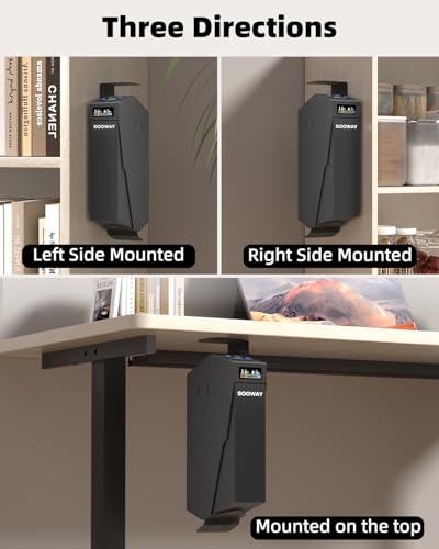 SOOWAY Biometric Gun Safe Nightstand with LCD, Fingerprint & Passcode - Quick Access, Key Backup