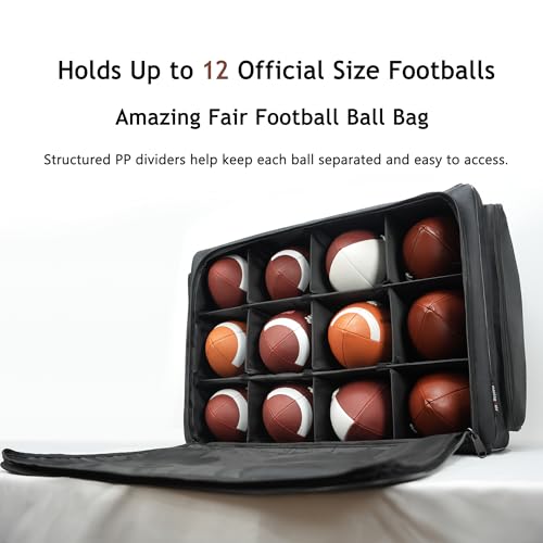 Football Ball Bag Holds 12 Official Size Sports Equipment Organizer