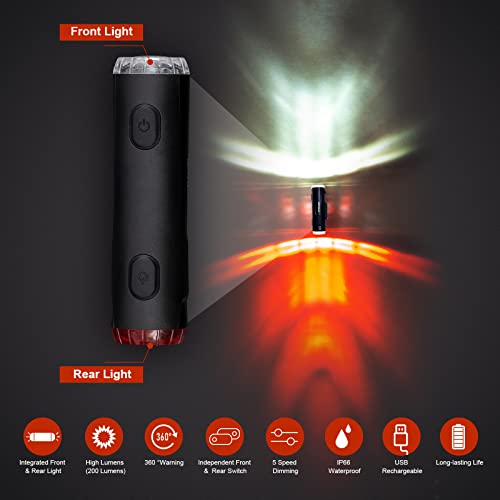 Bike Helmet Light Set Front Rear USB Rechargeable Waterproof Safety