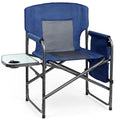 Yestomo Heavy Duty Director's Chair with Side Table & Pockets - Dark Blue/Grey