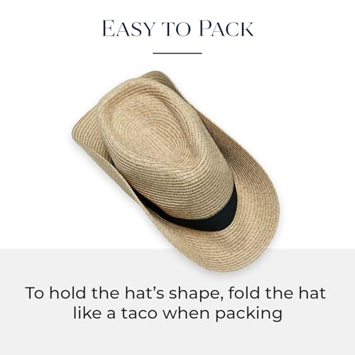 Men's Fairway Fedora Hat UPF 50+ Sun Protection - Beige, Medium-Large