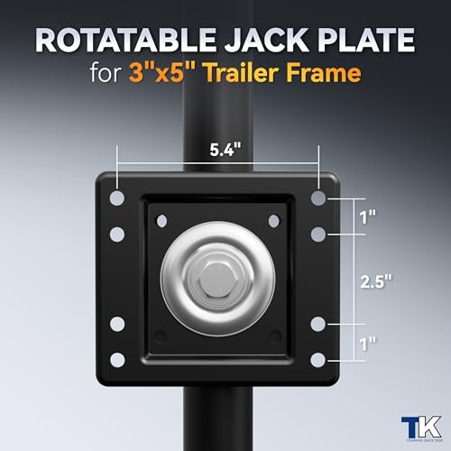 Black Upgraded Spoke Wheel Trailer Jack 1500 lbs, 10" Lift Swivel Stand