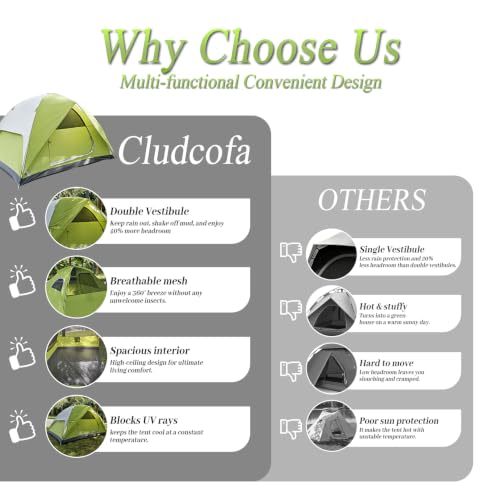 Green 6-Person Double Layer Camping Tent Waterproof Portable Outdoor Shelter